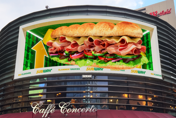 Subway creates 3D interactive billboard at Westfield