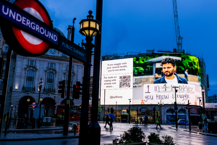 Jay Shetty takes over Piccadilly Lights for World Mental Health Day