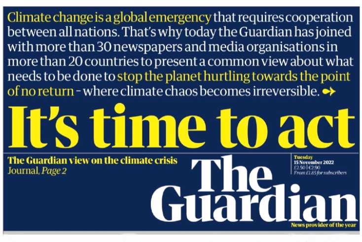 The Guardian coordinates joint climate editorial with global news orgs