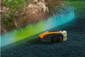 A robot lawn mower eschews springtime advertising to stand out
