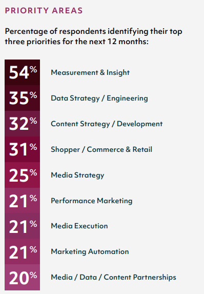 Advertiser talent priority areas. MediaSense report Media 2025